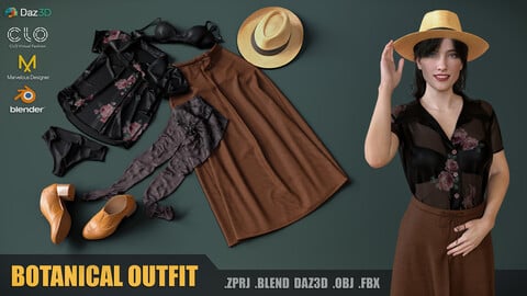 Botanical Outfit. DAZ3D / Clo3D / Marvelous Designer / Blender / Obj / Fbx
