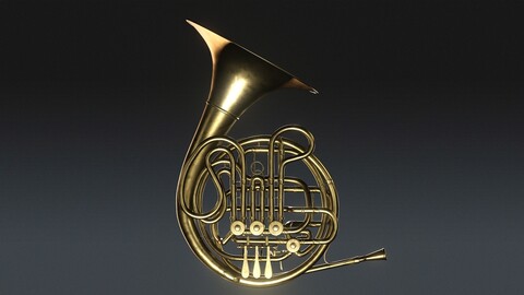 French horn Low-poly 3D