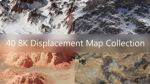 Realistic Terrains Collection Nr. 01 - 40 Displacement Maps with Masks and .blend file