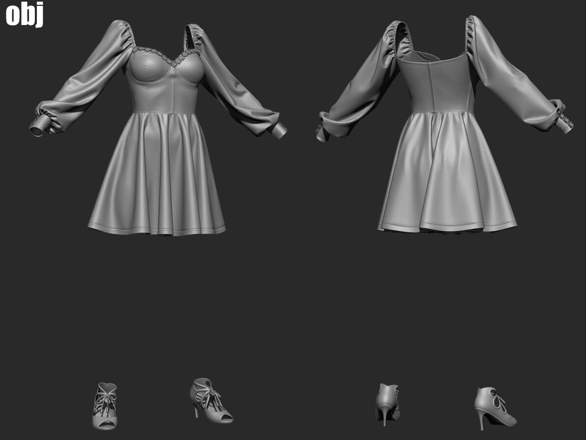 ArtStation - Dress pack 7. Marvelous Designer/Clo3d project + OBJ ...