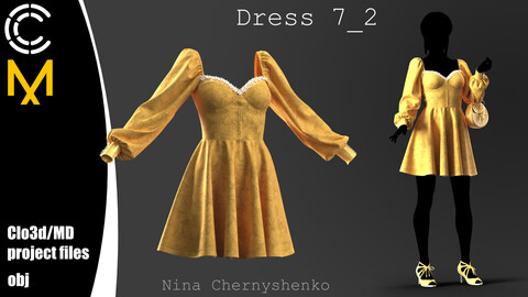 Dress 7_2. Marvelous Designer/Clo3d project + OBJ.