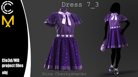 Dress 7_3. Marvelous Designer/Clo3d project + OBJ.