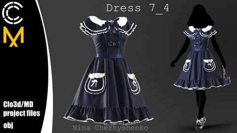 Dress 7_4. Marvelous Designer/Clo3d project + OBJ.