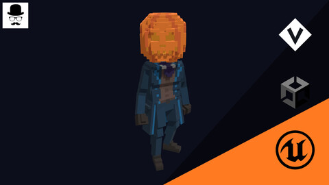 Pumpkinhead Knight Character - Voxel Model
