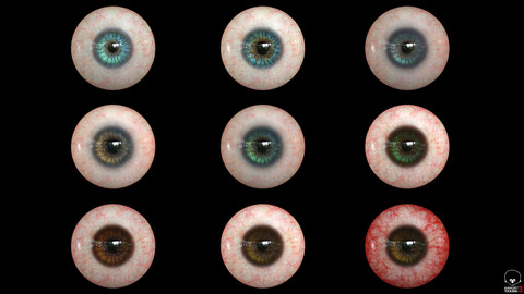 Eyeball collection 20 colors 4k textures Real-time 3D model 3D