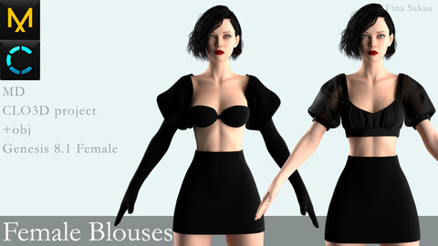 Female Blouses #2. Marvelous Designer / Clo 3D project +obj