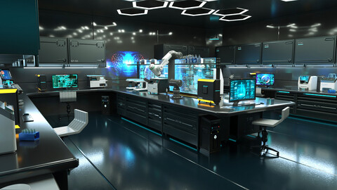 Sci Fi Interior laboratory (modern) - scifi station 3D model