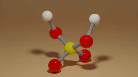 Sulfuric Acid H2SO4 Molecule