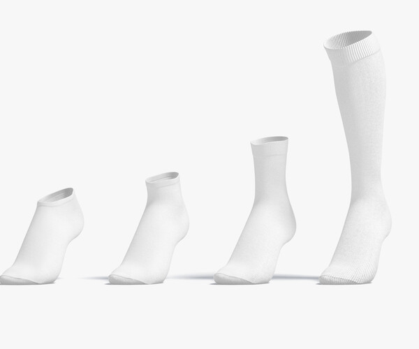 ArtStation White Single Socks on tiptoe different shapes fabric sox Resources