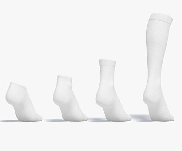 ArtStation White Single Socks on tiptoe different shapes fabric sox Resources