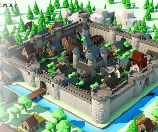 ArtStation - Tile pack castle Low-poly 3D model | Game Assets