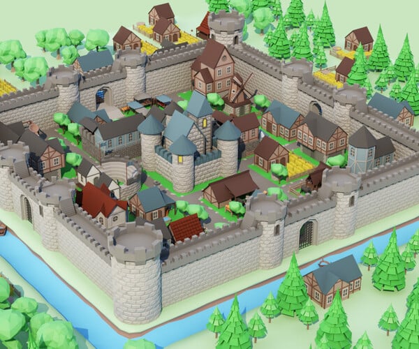 ArtStation - Tile pack castle Low-poly 3D model | Game Assets