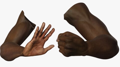 Black Realistic Hands left and right hand with 5 LODs Low-poly 3D model