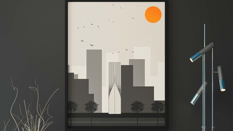 Printable abstract architecture wall art, Boho decor, mid-century modern