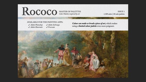 Rococo Color Palettes for Procreate, Photoshop, Illustrator and InDesign