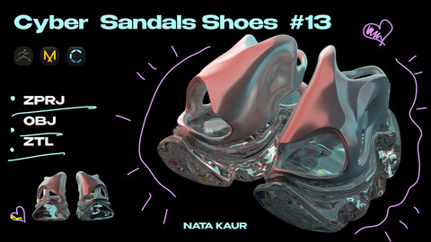 Cyber Sandals Shoes #13/ Clo 3d/ Marvelous Designer/ ZBrush+OBJ/ Digital Fashion