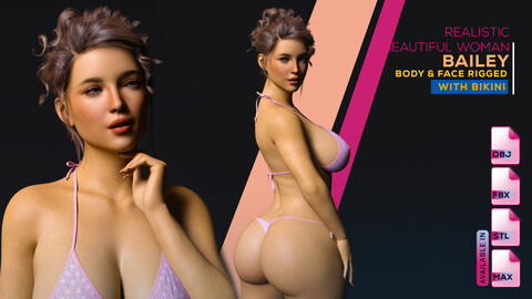Realistic Sexy Girl Rigged Model - Bailey