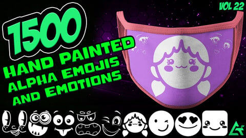 1500 Hand Painted Alpha Emojis and Emotions for Graffiti & Design (MEGA Pack) - Vol 22