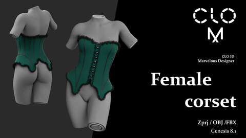 Female corset / Marvelous Designer/Clo3D project file + OBJ