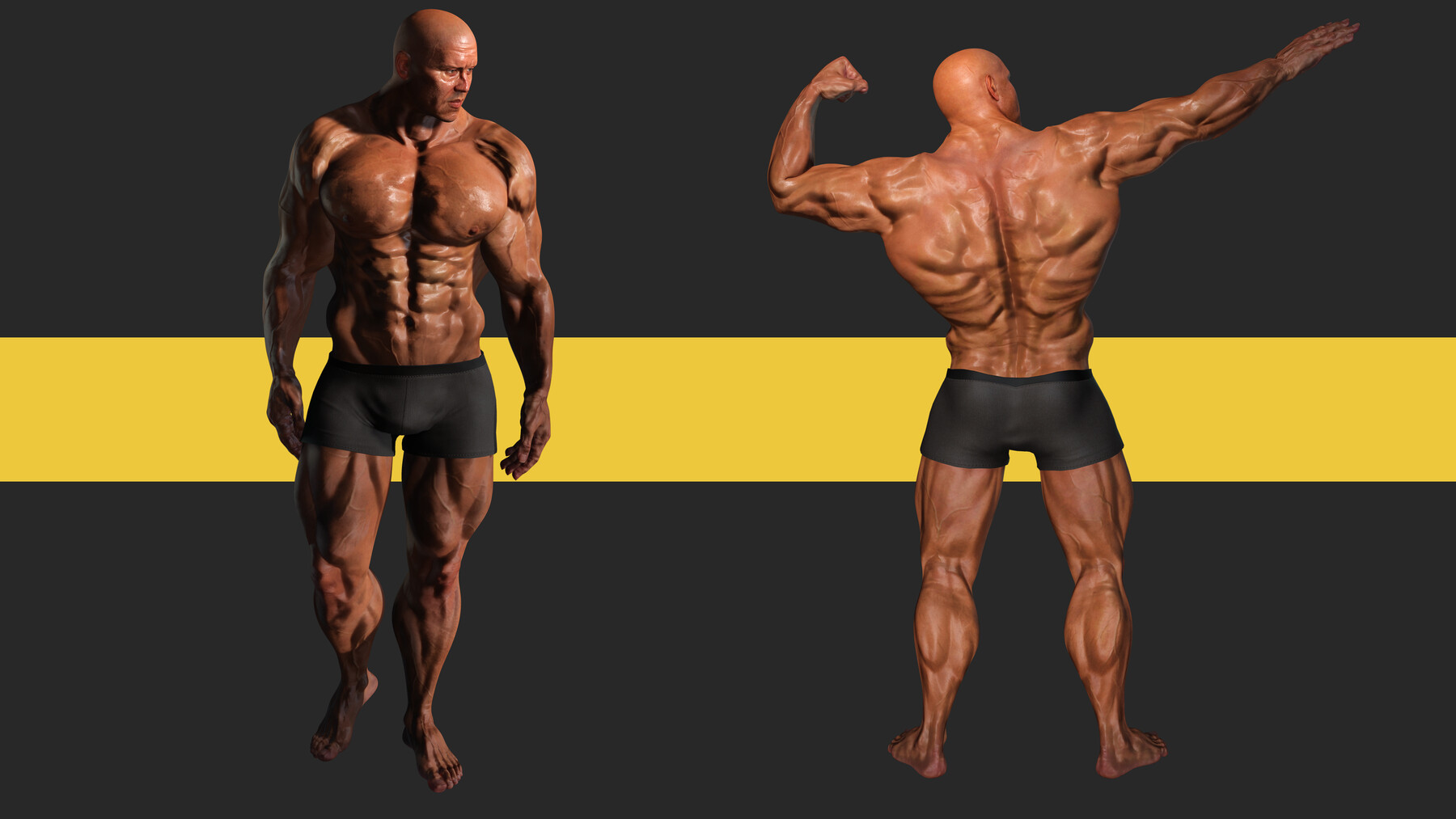 NextUpgrade3d - Realistic Male Bodybuilder 3D HQ Low-poly 3D model