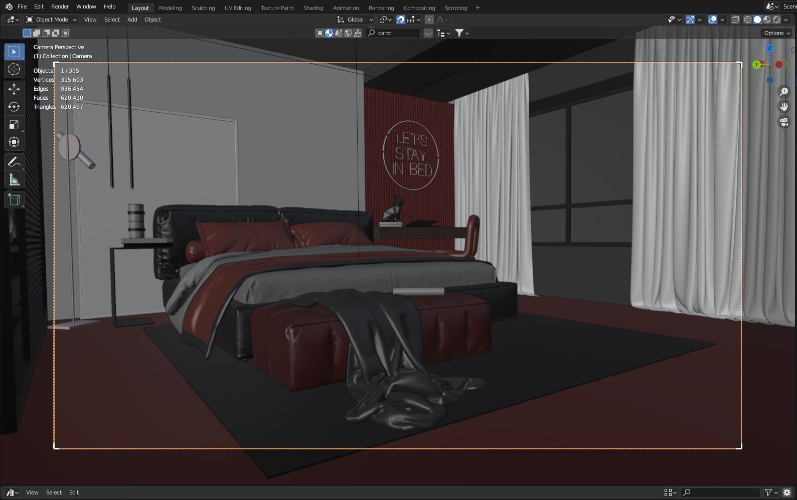 Artstation Sence Bedroom Blender 3x Game Assets