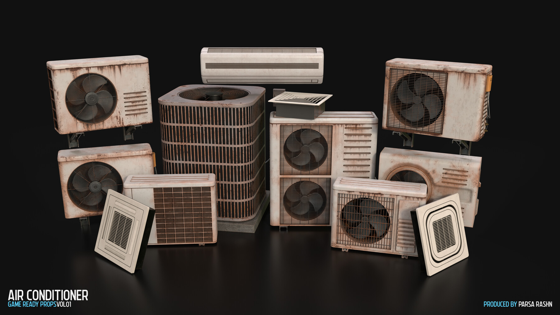 ArtStation Air Conditioner Game Ready Props Vol01 Game Assets