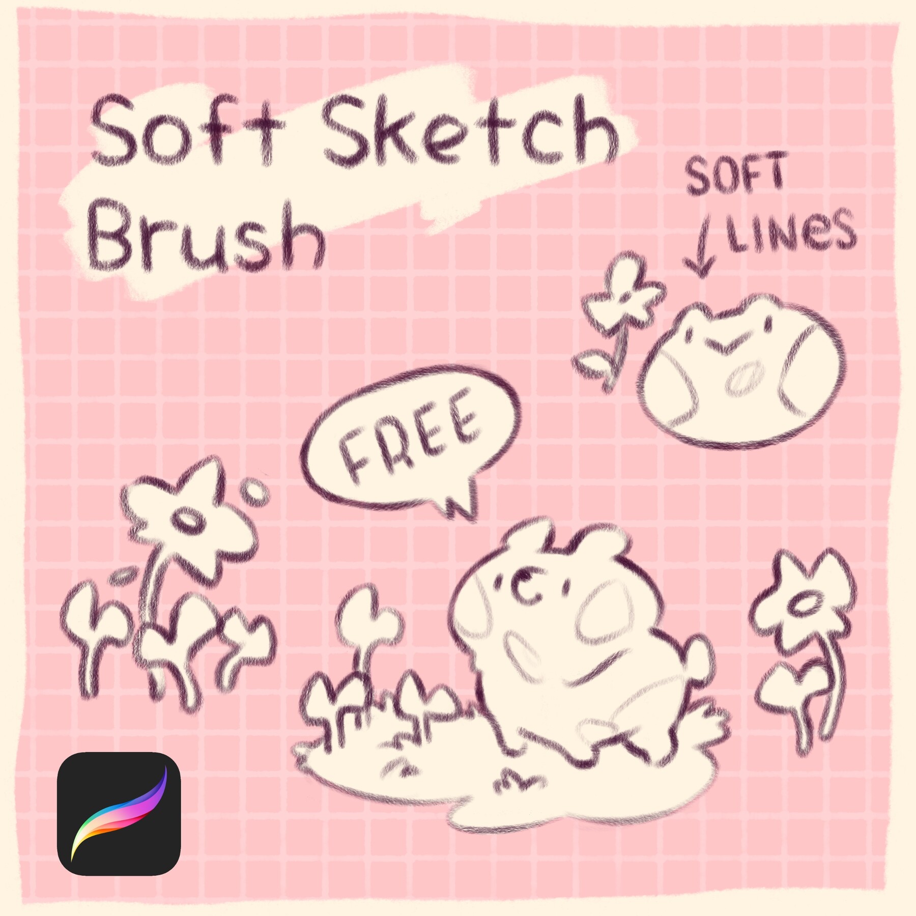 Soft sketch  lineart brush  Free Brushes for Procreate
