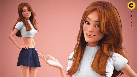 Stylized Cartoon Girl Character 3d model