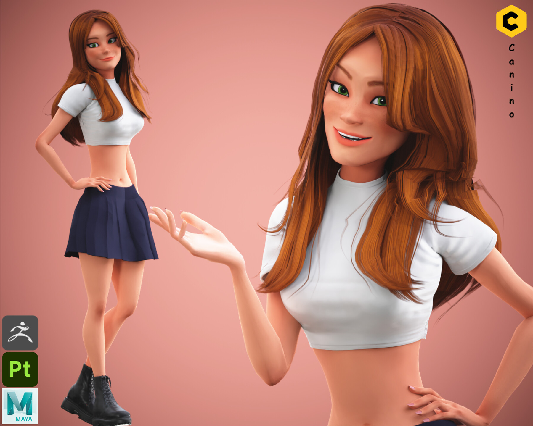 Stylized Cartoon Girl Character 3d model