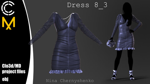 Dress 8_3. Marvelous Designer/Clo3d project + OBJ.