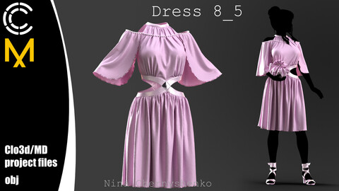 Dress 8_5. Marvelous Designer/Clo3d project + OBJ.