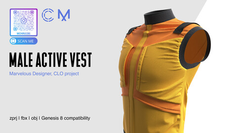 Male Active Vest | Marvelous Designer | CLO3D project