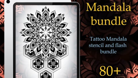 Procreate Mandala bundle | Procreate stamps | Tattoo flash | Procreate flash | Procreate tattoo | Tattoo stencil | Procreate bundle