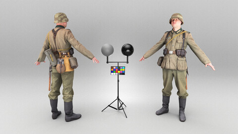 German Wehrmacht soldier in full gear ready for animation 383