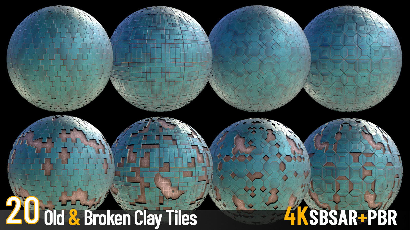 ArtStation 20 Old & Broken Clay Tiles Game Assets