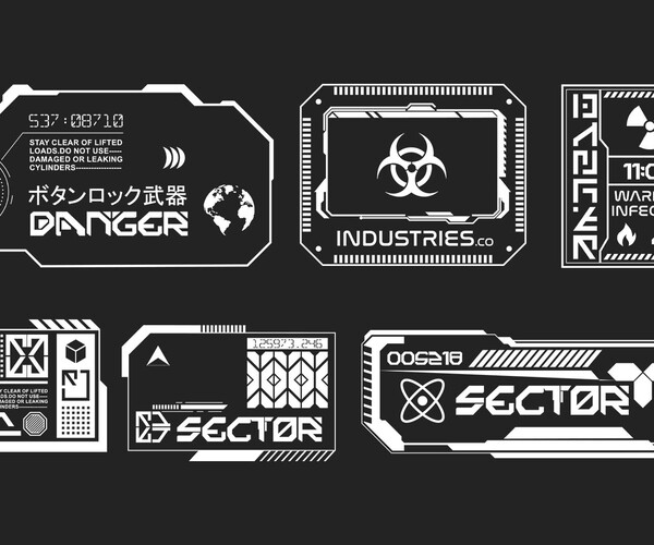 ArtStation - 150 Sci-Fi Decals & Alphas Vol.01 | Game Assets