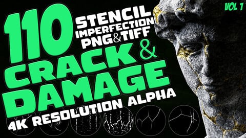 110 Alpha Cracks And Damage Stencil Imperfections (MEGA Pack) - Vol 1