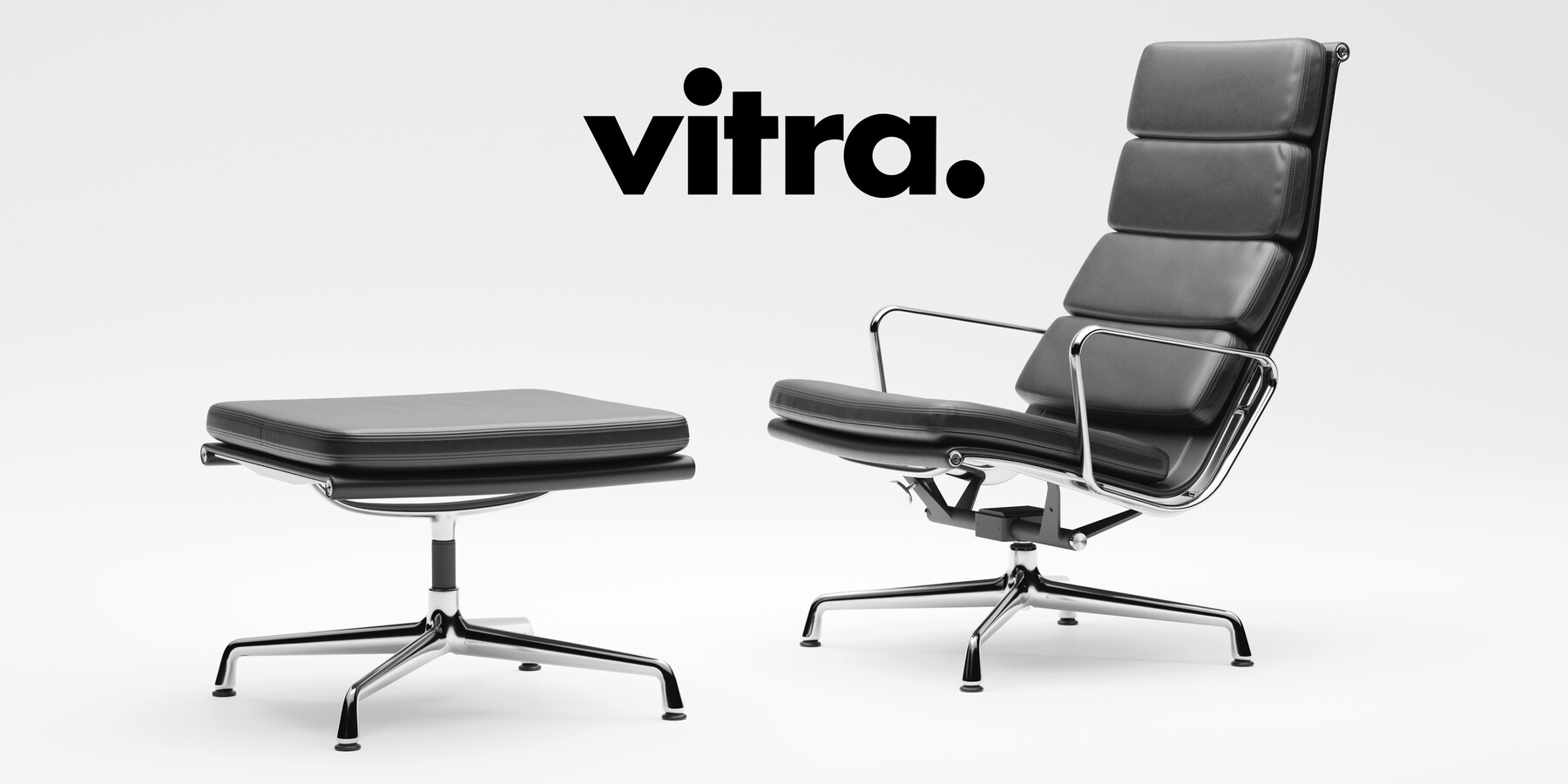 Vitra Eames Soft Pad EA 222 chair and EA 223 stool