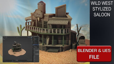Blender 3 | Stylized Western Saloon | 3D Model | Complete Guide