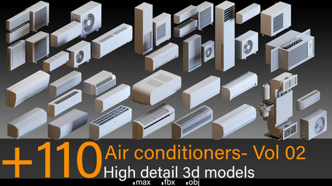 +110 Air conditioners- Kitbash- High detail 3d models