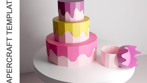 Cake Papercraft PDF Template / 3D Cake Surprise Box / Birthday Cake Box / Gift Box/ Svg File