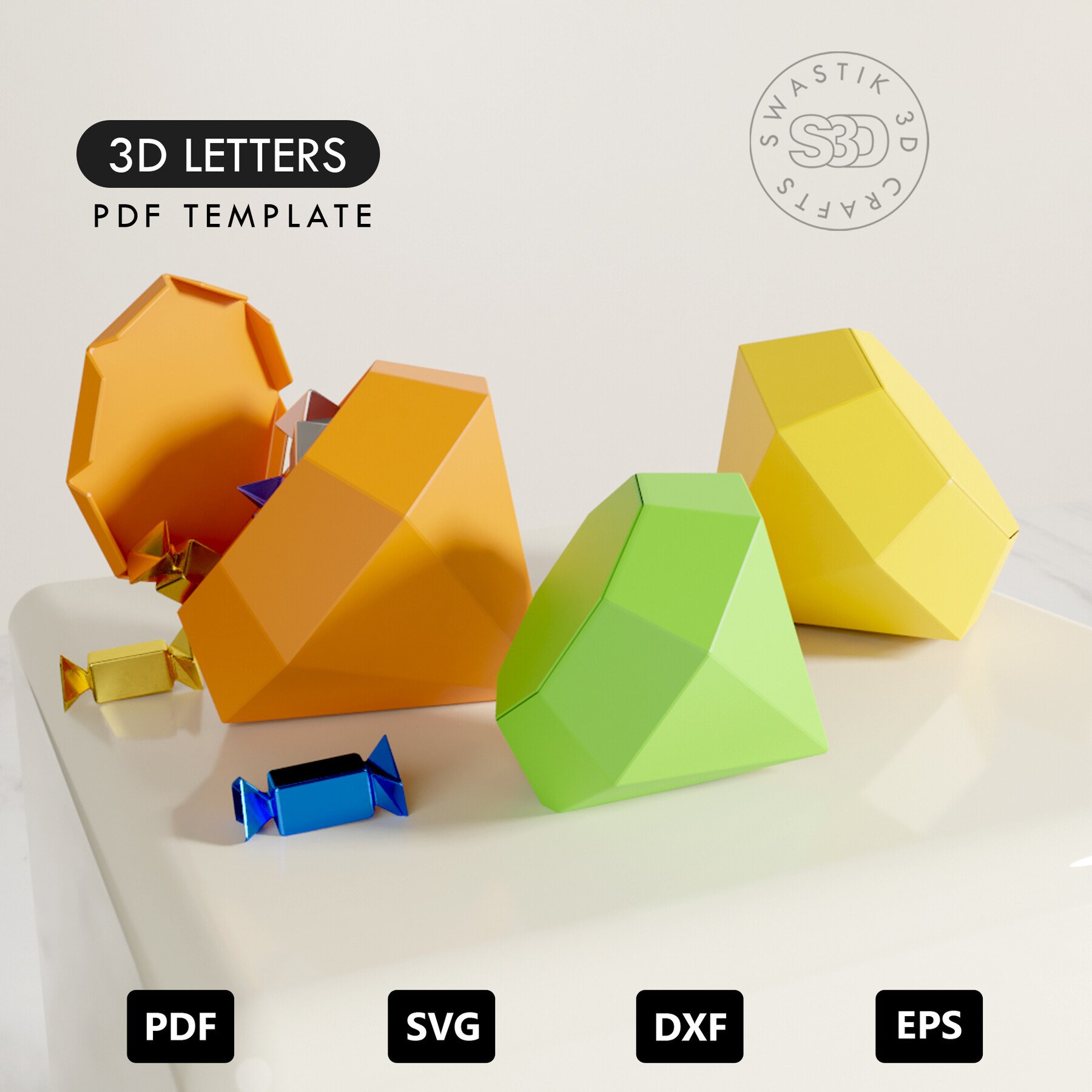 origami letters 3d