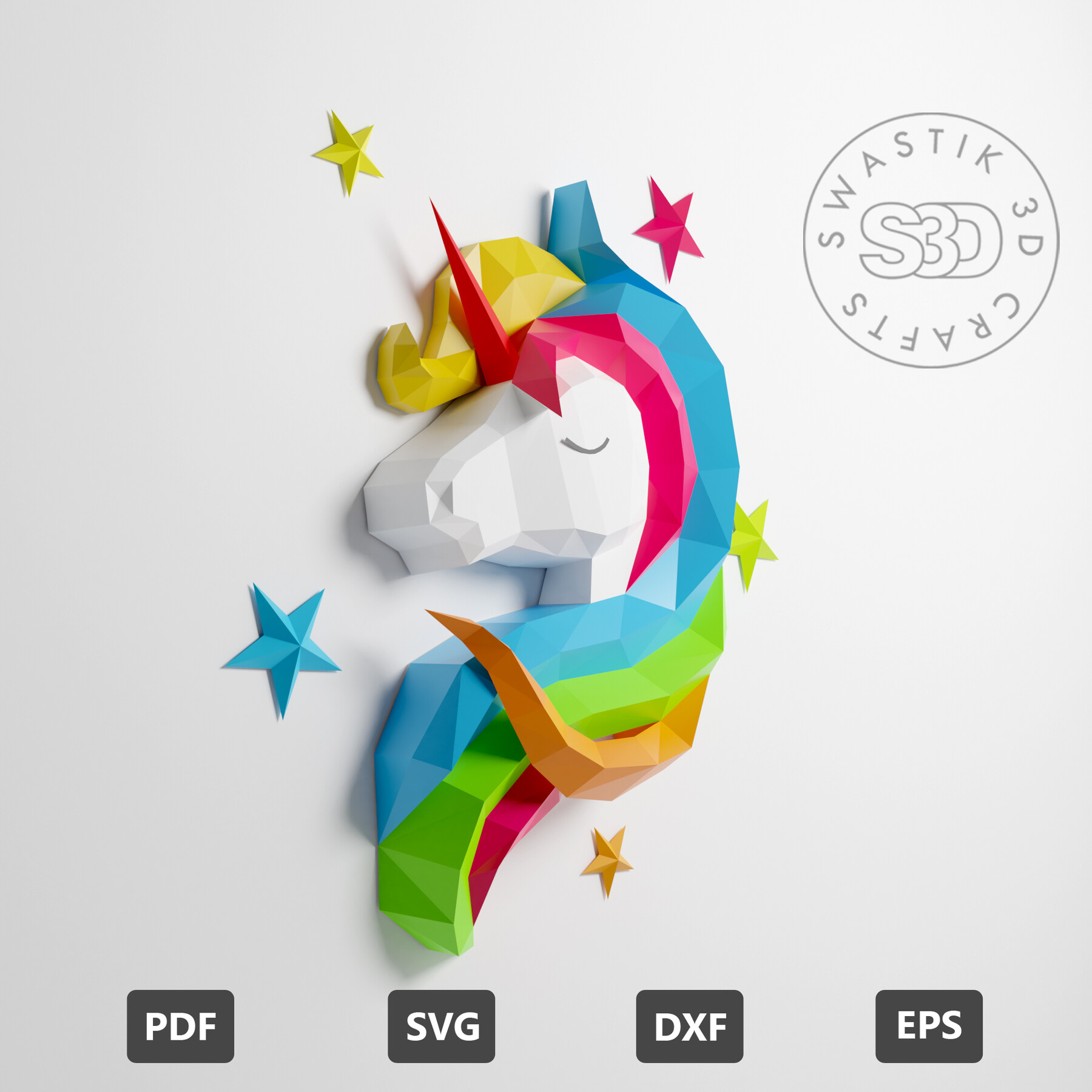 Artstation Unicorn Paper Craft Pdf Template Lowpoly Unicorn Model