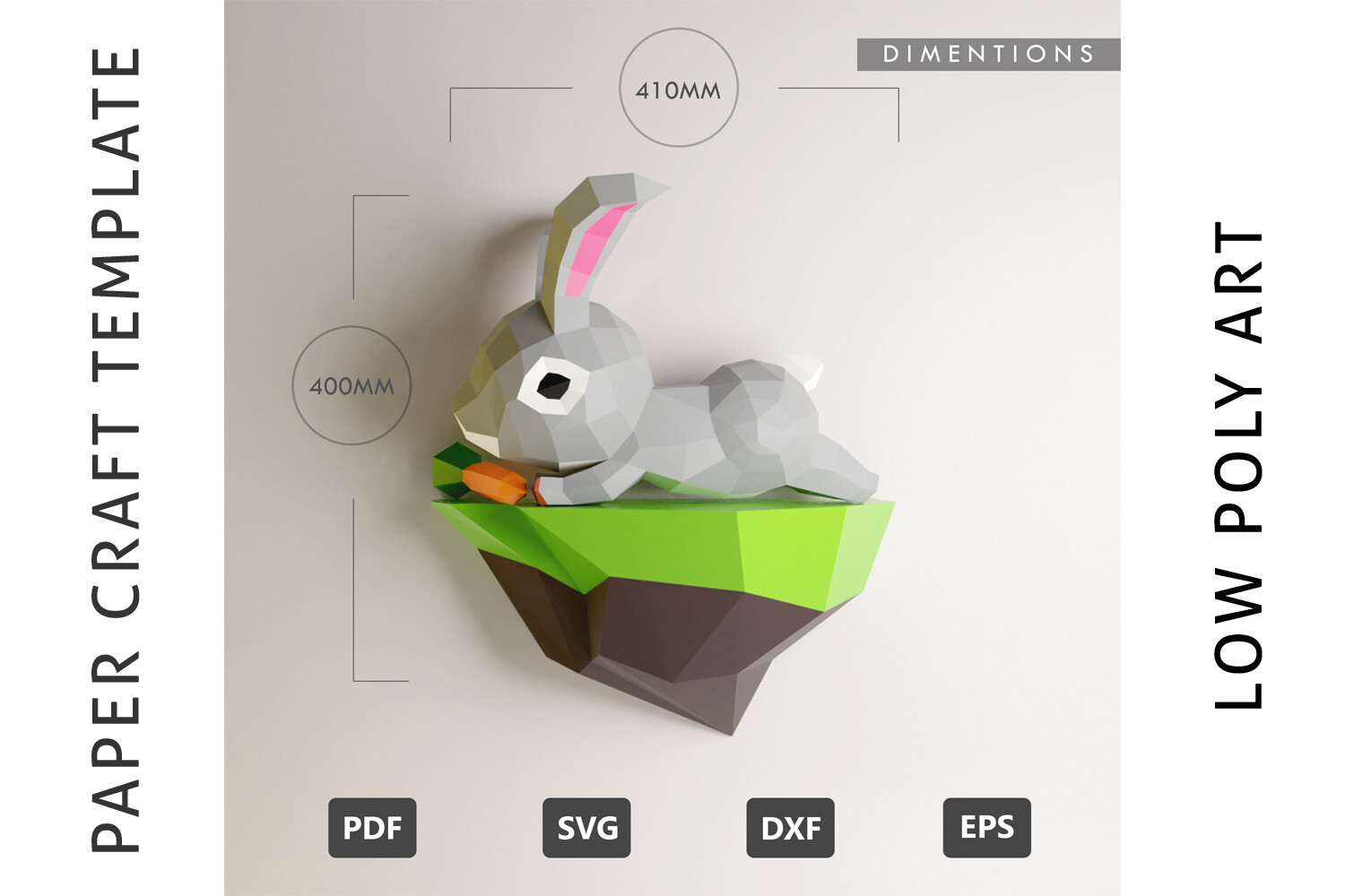 ArtStation - PDF Template of Rabbit on rock Papercraft / 3D DIY Lowpoly
