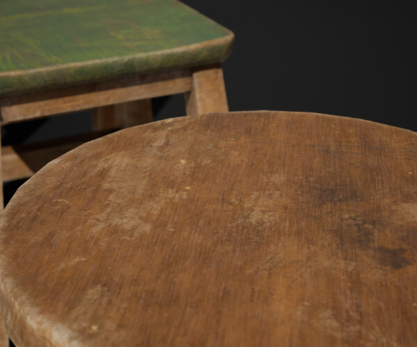 ArtStation Used Wooden Stools pack Game Assets