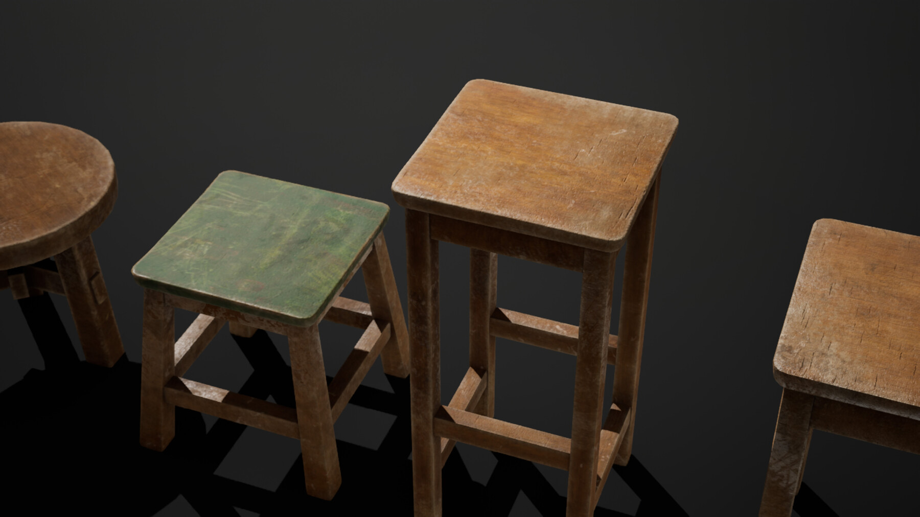 ArtStation Used Wooden Stools pack Game Assets