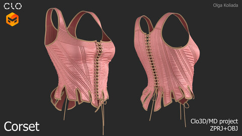 Corset 1. Marvelous Designer/Clo3d project+OBJ