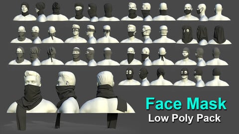 15 Face Mask Low Poly Pack With UV