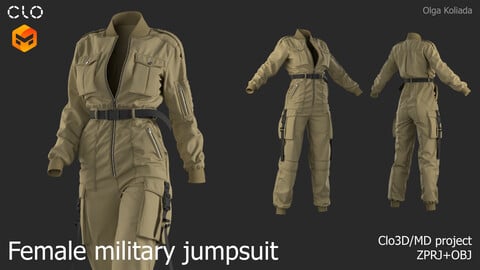 Military jumpsuit. Marvelous Designer/Clo3d project+OBJ