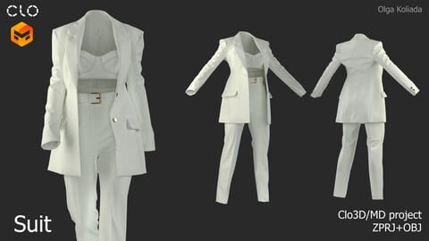 Women's trouser suit. Marvelous Designer/Clo3d project+OBJ